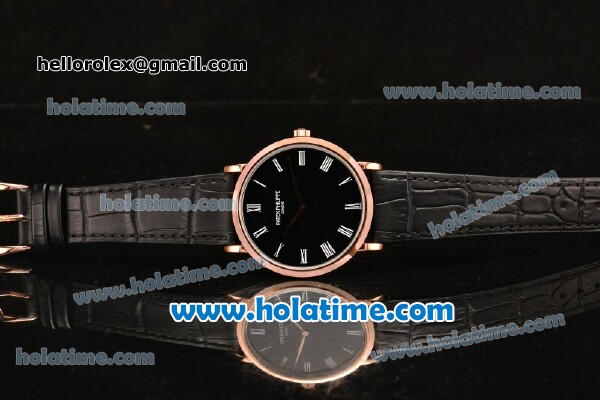 Patek Philippe Calatrava Miyota OS2035 Quartz Rose Gold Case with White Roman Numeral Markers and Black Dial - Click Image to Close